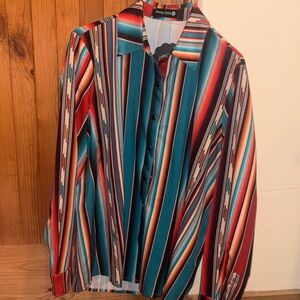 Colorful Striped Button-Up Shirt